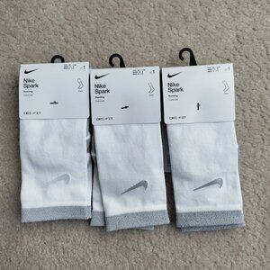 NWT 3 Pack Nike Spark Cushioned Crew Running Socks W 7.5-9 / M 6-7.5 White